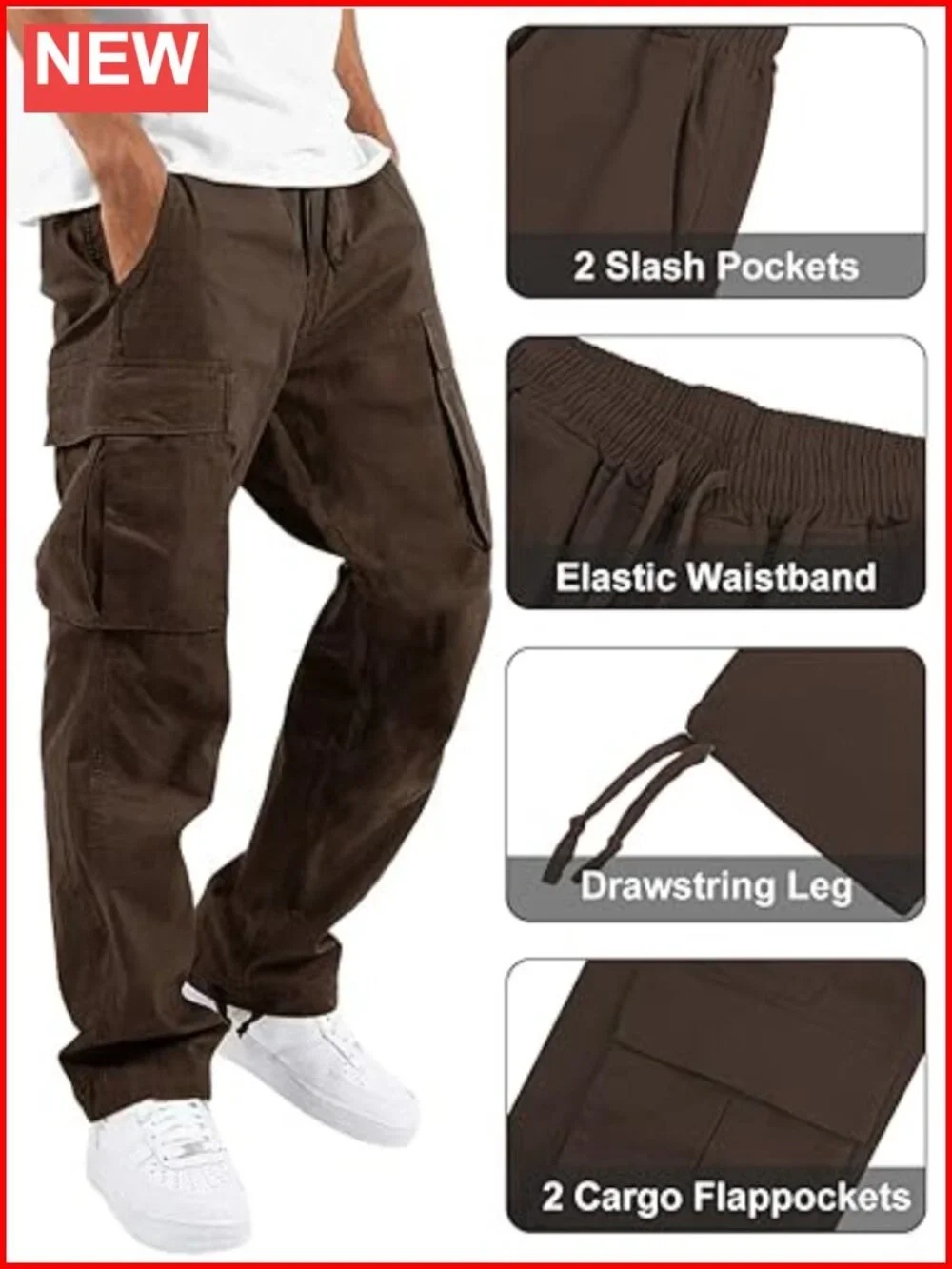 Cargo Pants for Men Casual Outdoor Hiking Athletic Joggers Sweatpants Cotton